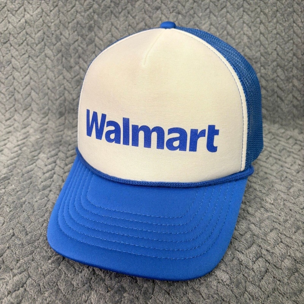 Walmart Promo Logo OSFM Blue White Snapback Mesh Trucker Hat